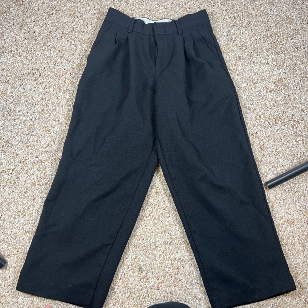 Kids Black Pleated Dress Pants Size 8 Regular Formal Trousers D831008